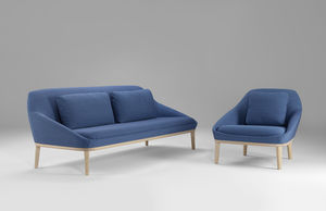 divano moderno / in pelle / legno / in acciaio