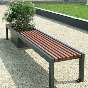 panca pubblica / moderna / in legno / con fioriera integrata