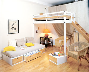 letto a soppalco / singolo / moderno / in legno