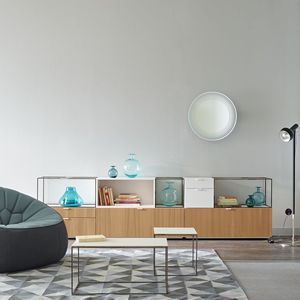tavolino basso moderno / in gres porcellanato / in acciaio / rettangolare