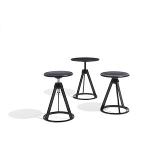 tavolo d'appoggio moderno / in legno / in ghisa di alluminio / tondo