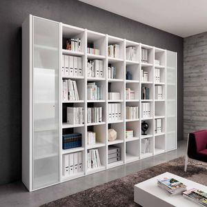 libreria moderna / contract / in legno laccato / in vetro