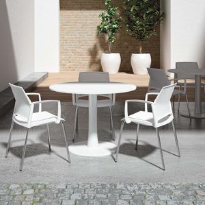 tavolo da bistrot moderno / in melamminico / tondo / bianco