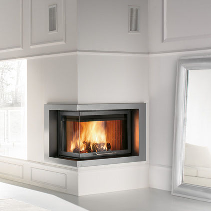 Rivestimento per camini moderno / in acciaio / ad angolo silver ... Caminetti moderni ad angolo