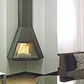 camino ad angolo / a legno / con focolare chiuso / moderno - ARION