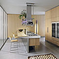cucina a / con isola / in impiallacciata legno - LIGNUM & LAPIS : COMPOSITION 2
