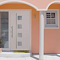 porta in PVC / con piccolo pannello a vetro / d'entrata - TIMELESS