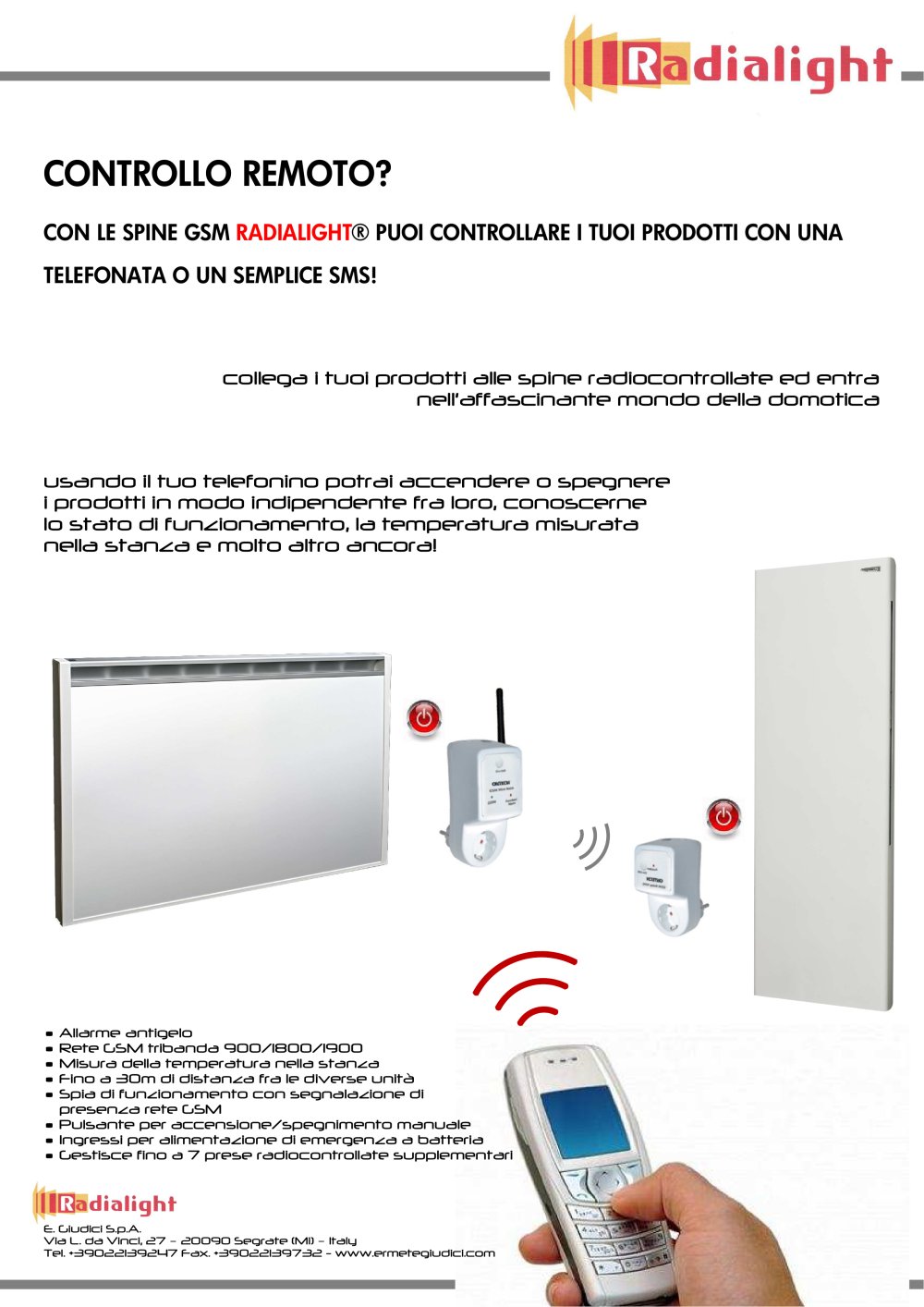 Accensione in remoto GSM radiatori RADIALIGHT - Radialight