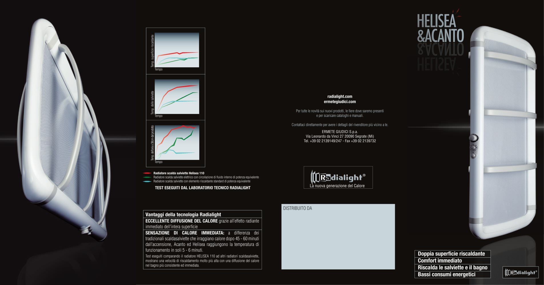HELISEA & ACANTO scaldasalviette elettrici di Design depliant rivenditori - Radialight