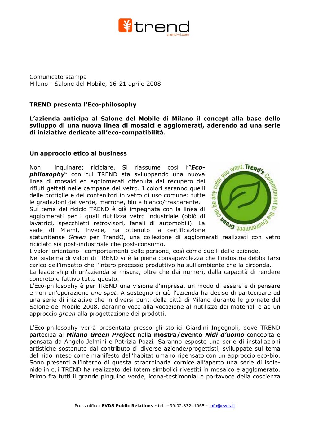 TREND presenta l'Eco-philosophy - Trend Group Spa
