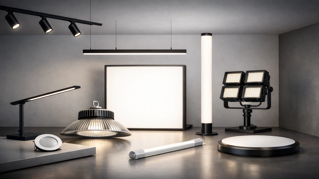 Apparecchi per luce LED a incasso installati nel soffitto di un moderno ufficio open-space, che forniscono un'illuminazione uniforme e priva di abbagliamento per i dipendenti.
