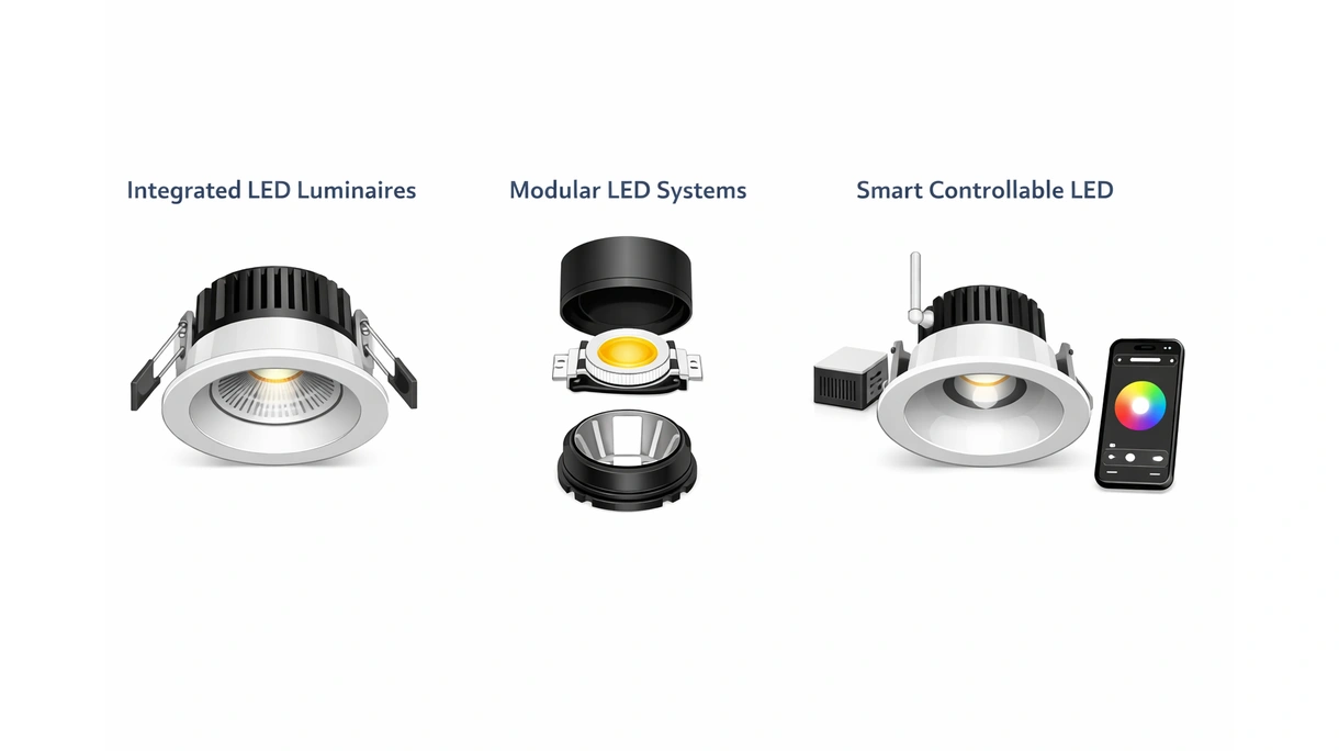 Primo piano di un apparecchio per luce LED architettonica che mostra le alette del dissipatore di calore interno e i dettagli del gruppo lenti ottiche ad alte prestazioni.