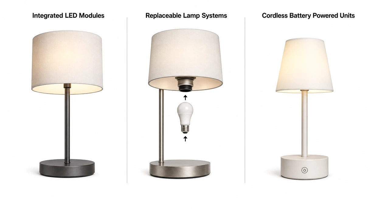 Primo piano dettagliato della base di una lampada da tavolo in alluminio spazzolato che mostra il sensore touch-dimming integrato e la texture della finitura di alta qualità.