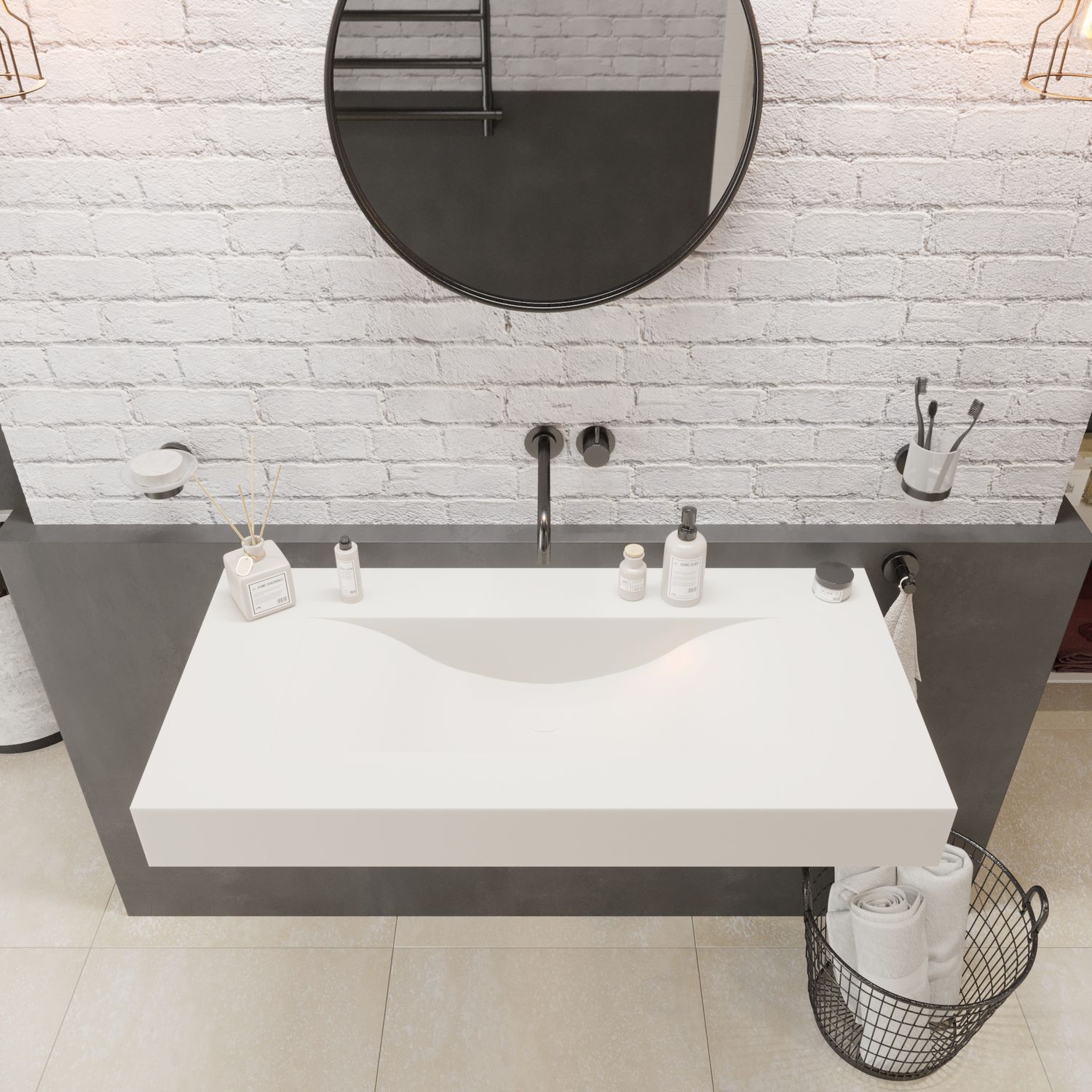 Lavabo Sospeso Solidvolo Ideavit B V In Solid Surface