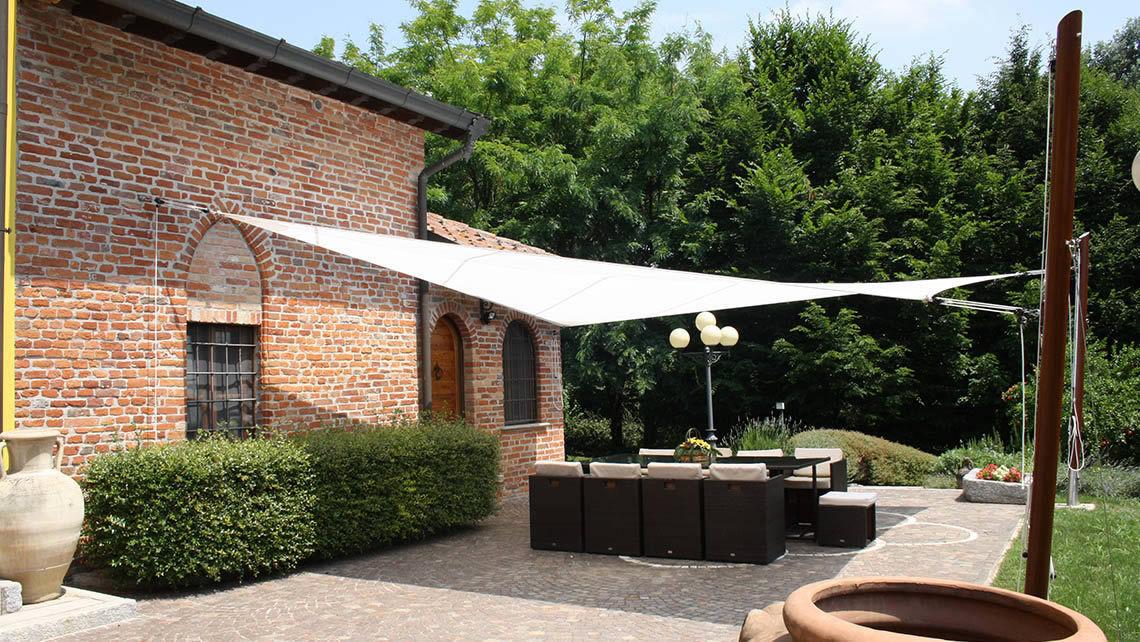 Tenda A Vela Rettangolare 65x550 Cm Blu Cielo, Telo Ombreggiante HDPE 220g/m² Con Occhielli E Fascette, Protezione Solare UPF 50+ Per Giardino E Terrazzo