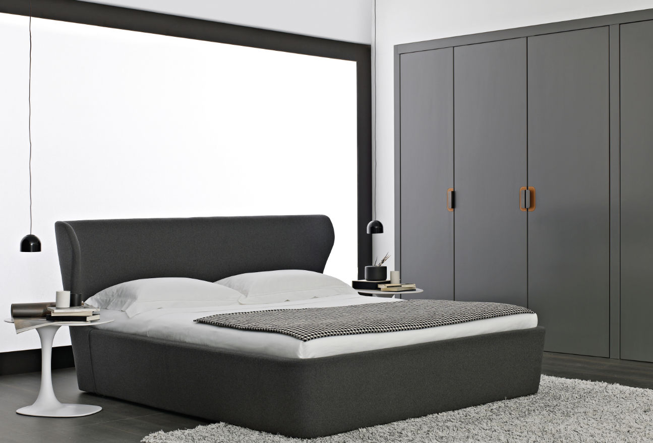 Letto Matrimoniale 180x200 Cm, Letto Imbottito In Velluto, Con 2 Cassetti, Rete A Doghe E Testiera Grigio