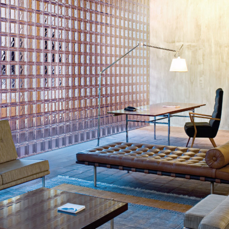 Blocco Mattone Anima Blu Chiaro In Vetro Di Murano Cristallo