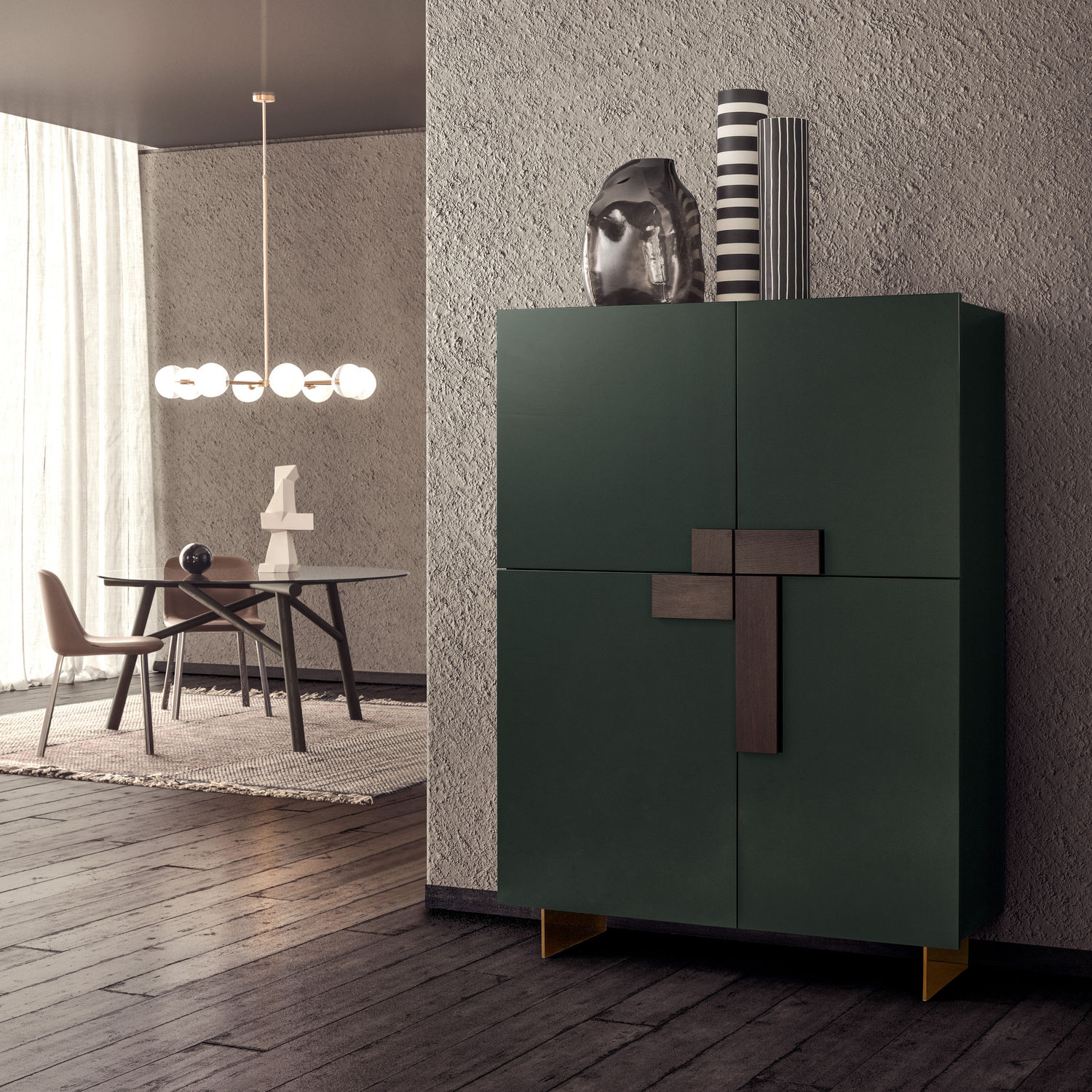 Credenza alta GINEVRA PIANCA moderna / in legno laccato / modulare