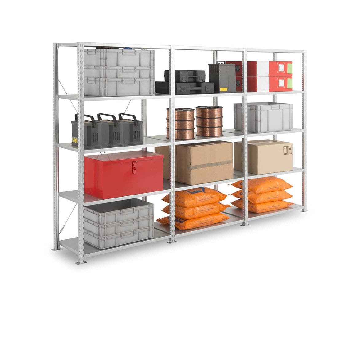 Scaffalatura Per Carichi Pesanti In Acciaio Zincato – Confezione Da 2, 200x100x50 Cm, 5 Ripiani MDF Regolabili, Portata 175 Kg Per Ripiano, Montaggio Senza Attrezzi