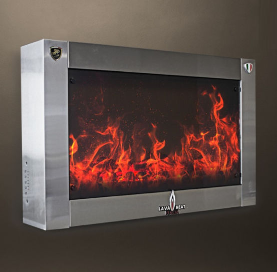 Camino elettrico GIOVANNI Lava Heat Italia moderno / con focolare