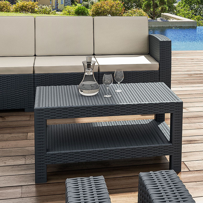 Tavolino Cassapanca Allibert Monaco - Grigio, Plastica Tipo Vimini, Portata 75 Kg - Foto 6