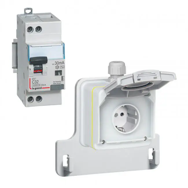 Presa Elettrica A Vista 2P+T Con Coperchio IP44 - Koala 161-08 Grigio/Grafite Per Belgio/Francia