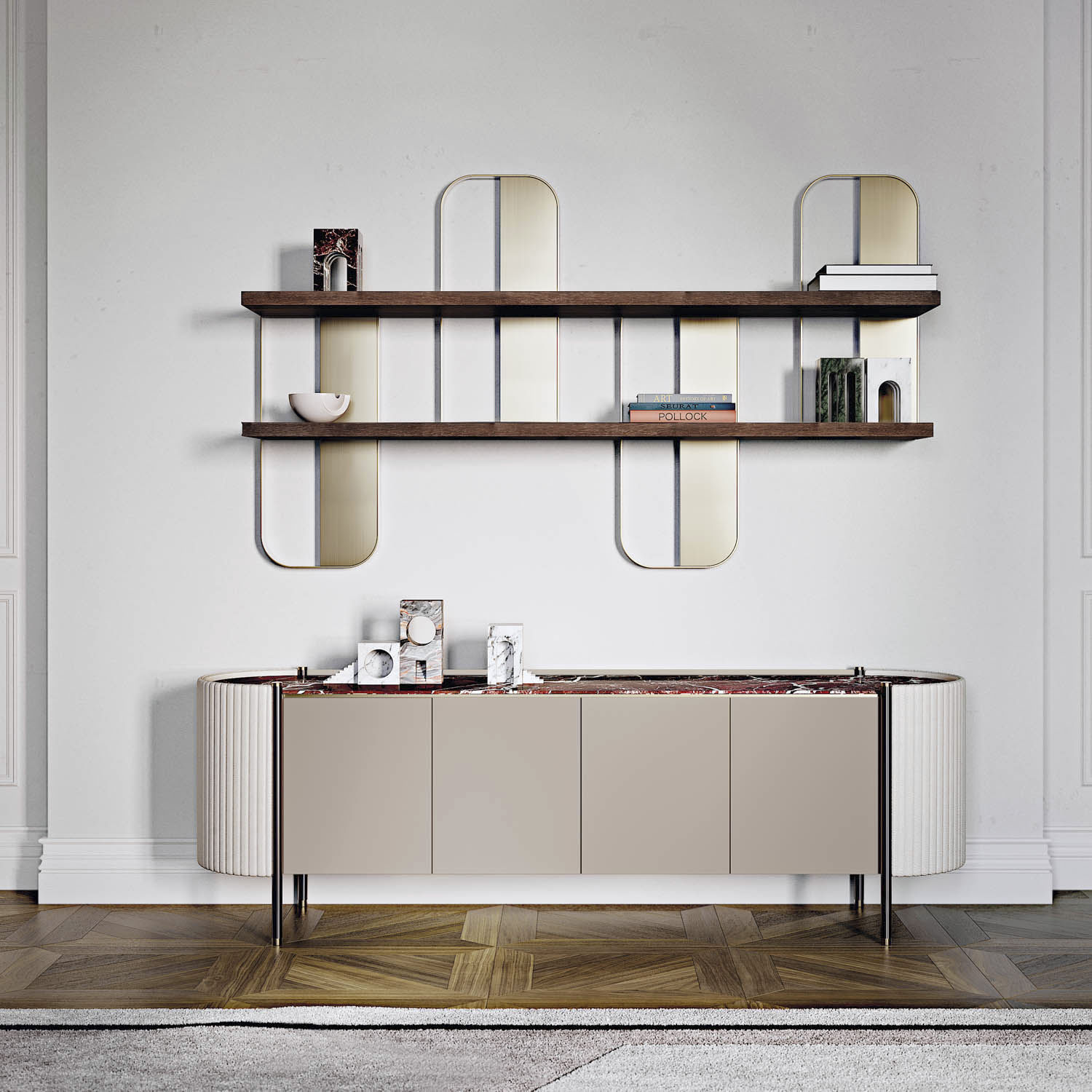 Credenza moderna Karin Capital Collection in legno / in marmo