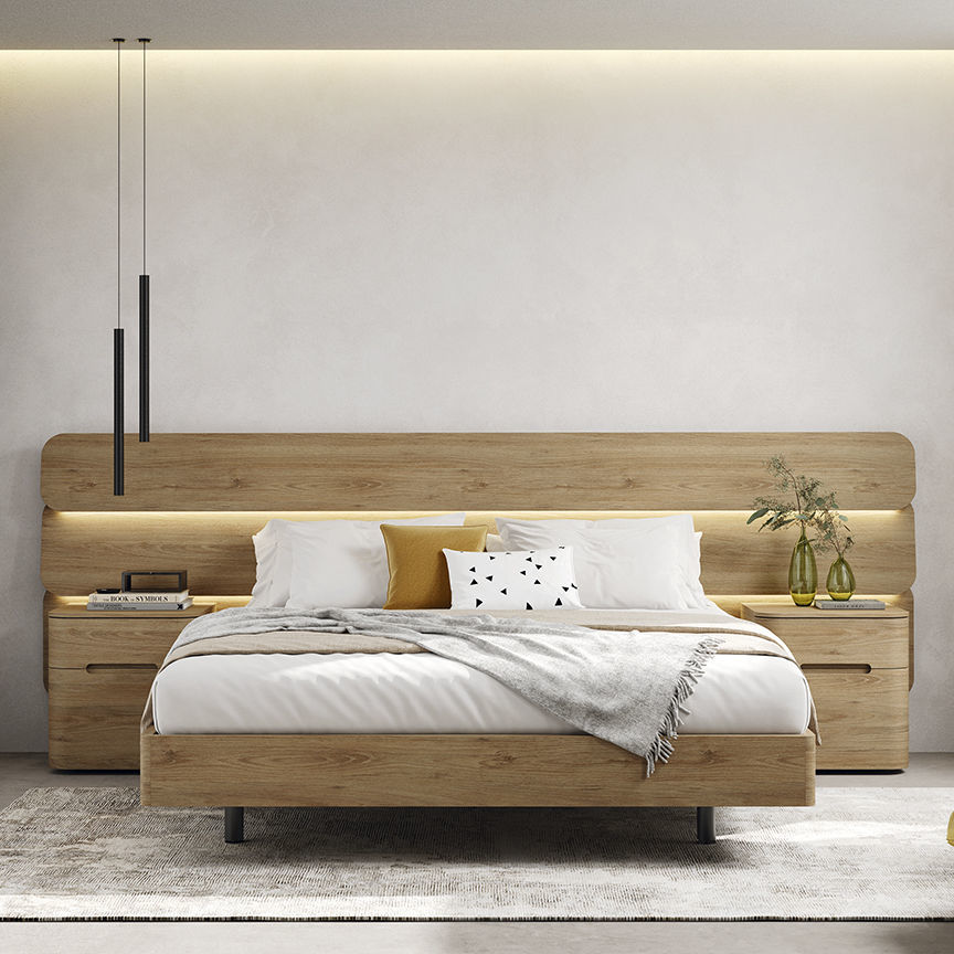 Copritesta Per Letto Matrimoniale In Velluto Beige 180x75 Cm - Anticollisione Con Tasca Laterale