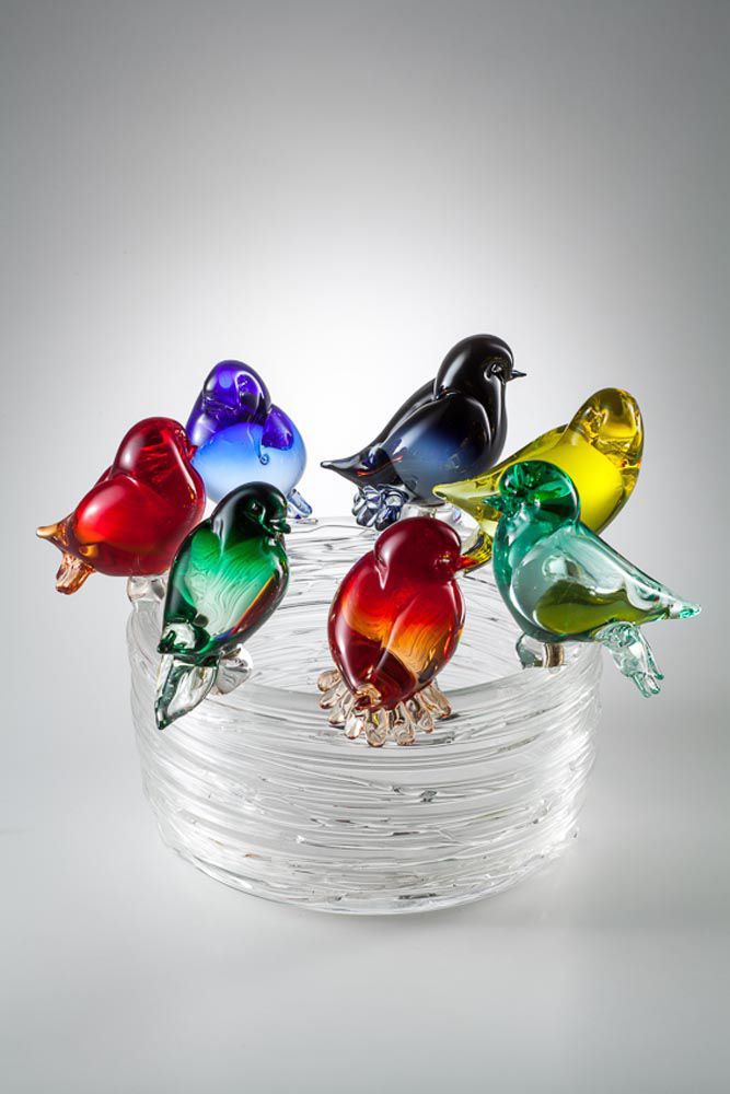 Zanetti Murano ガラス製鳥の置物 Murano Glass 鳥のオブジェ ヴェネチアンガラス ムラーノガラス