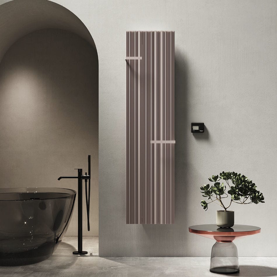 Scaldasalviette Elettrico In Acciaio Finitura Alluminio Made In Italy - 3
