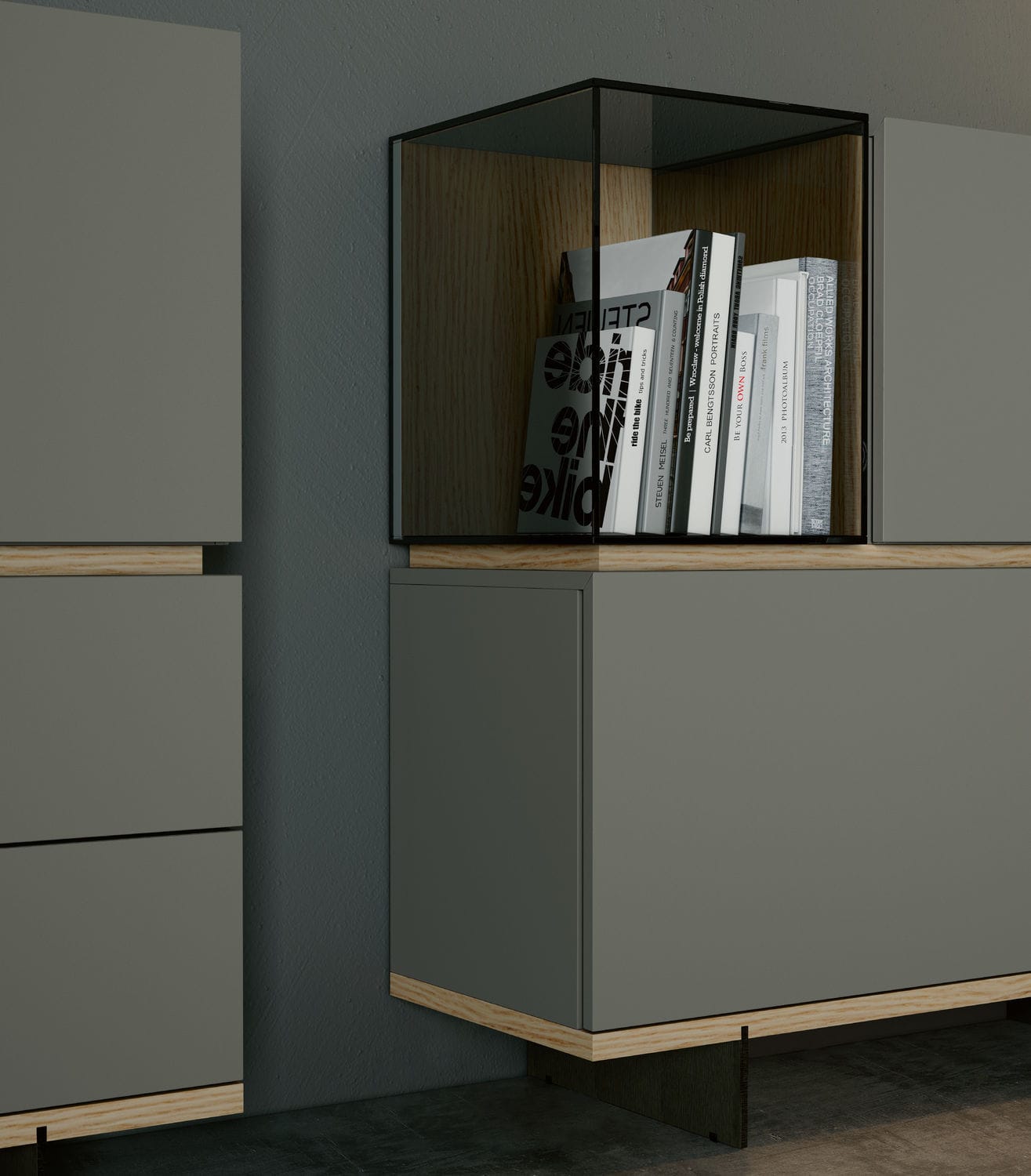 Credenza alta IRON EMEDE moderna / in legno laccato / in quercia