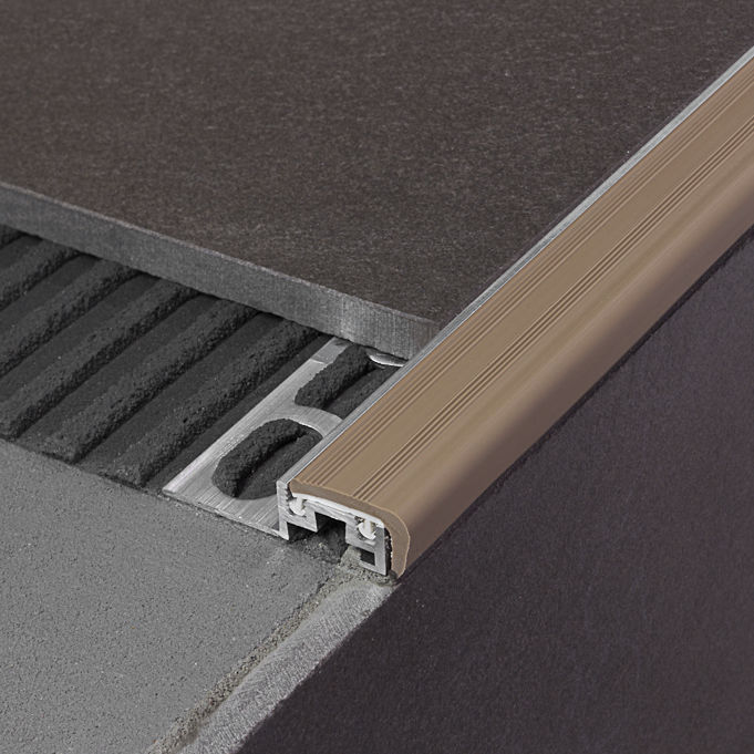 Profilo per gradini, pieghevole, in metallo, per laminato e piastrelle, lunghezza 90 cm, a forma di F, 3 pezzi