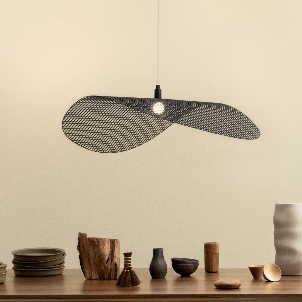 EXO LIGHTING - Lampada A Sospensione SELMA In Fibra Sintetica Argento, Portalampada E27 Per Interni IP20 (60cm). Sospensione In Stile Industriale Per Sale Da Pranzo, Soggiorni E Cucine