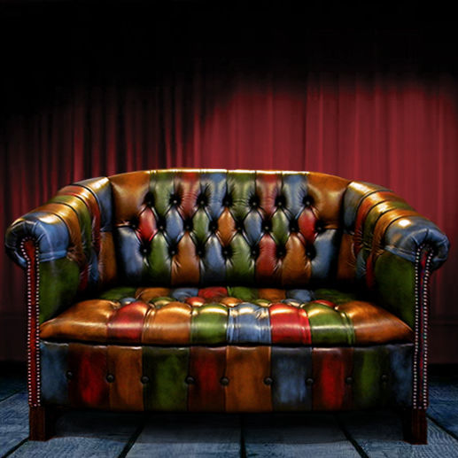 Divano Chesterfield In Tessuto 2/3 Posti Multicolore, Braccioli Trapuntati, Struttura In Legno - 5