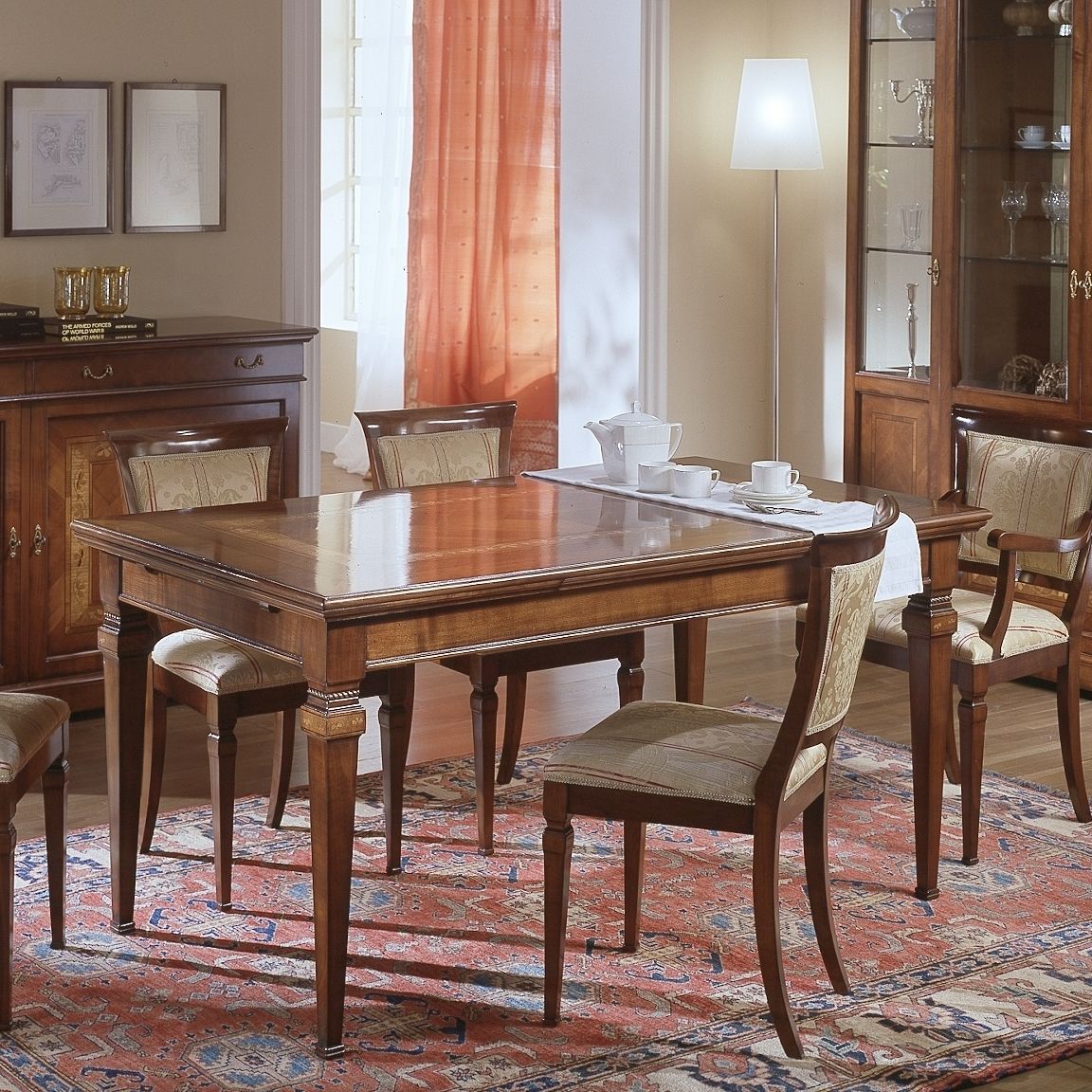 Tavolo da pranzo classico - ORIONE - Corte Zari - in legno / in vetro
