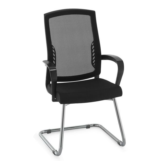 Sedia Visitatore HJH Office ZANTA In Ecopelle Nero/Cromo – Comoda Con Braccioli, Portata 110 Kg, 79x49x44 Cm