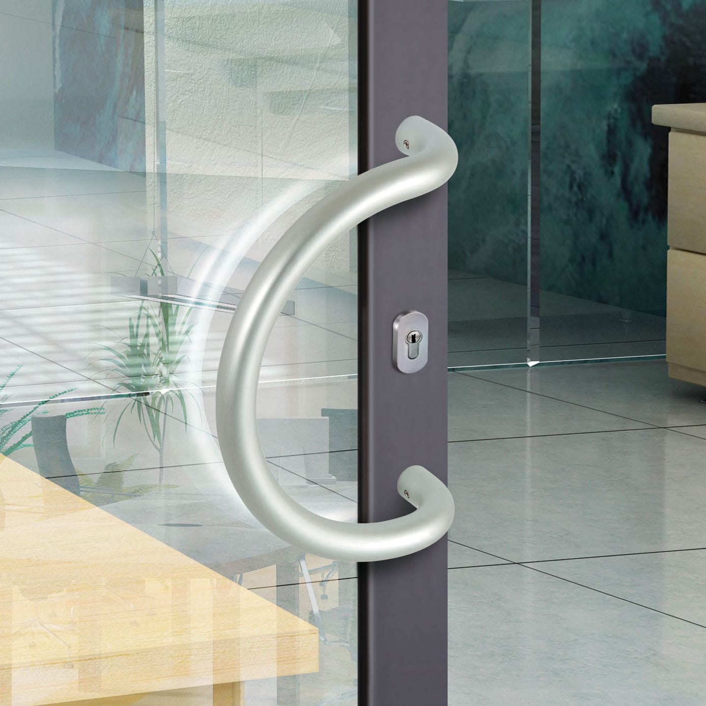 maniglia per porta in alluminio