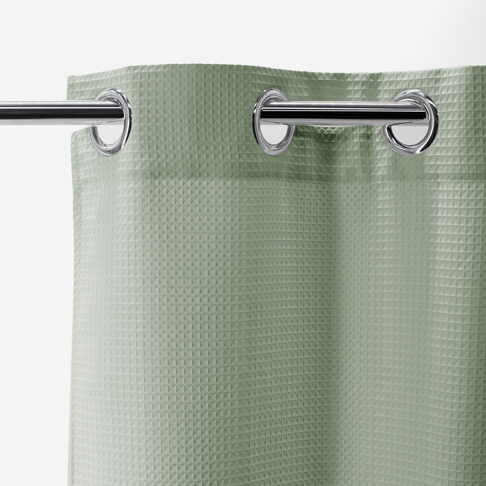 Tenda Doccia Moderna 183x183 Cm - Righe Gialle E Grigie Su Bianco (Tessuto Impermeabile, Con Occhielli) - 3