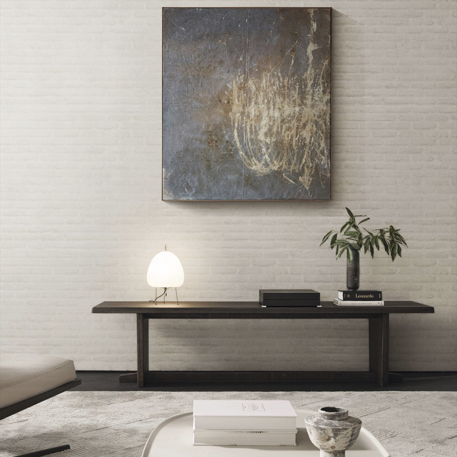 Consolle rettangolare in marmo Dark Emperador con base in bronzo