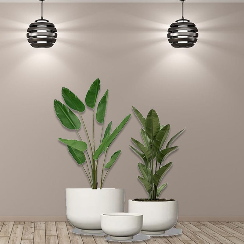 Vaso Da Giardino Per Piante Da Esterno Motivo A Foglie Pietra Rotonda Fibra Di Argilla 25x25x14 Cm Bianco Ftero 78531183