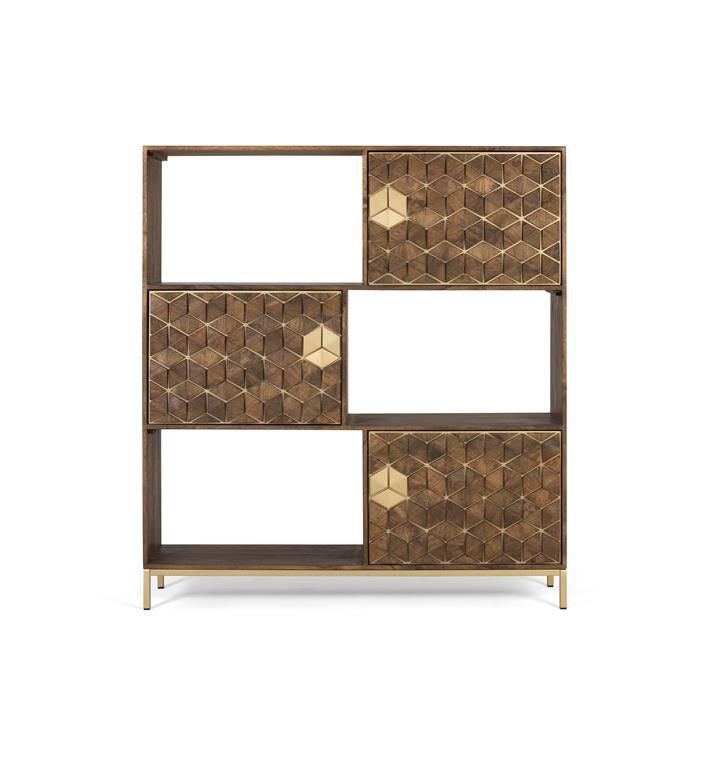 Libreria SENJA in legno massello di pino effetto rattan nero | Leroy Merlin