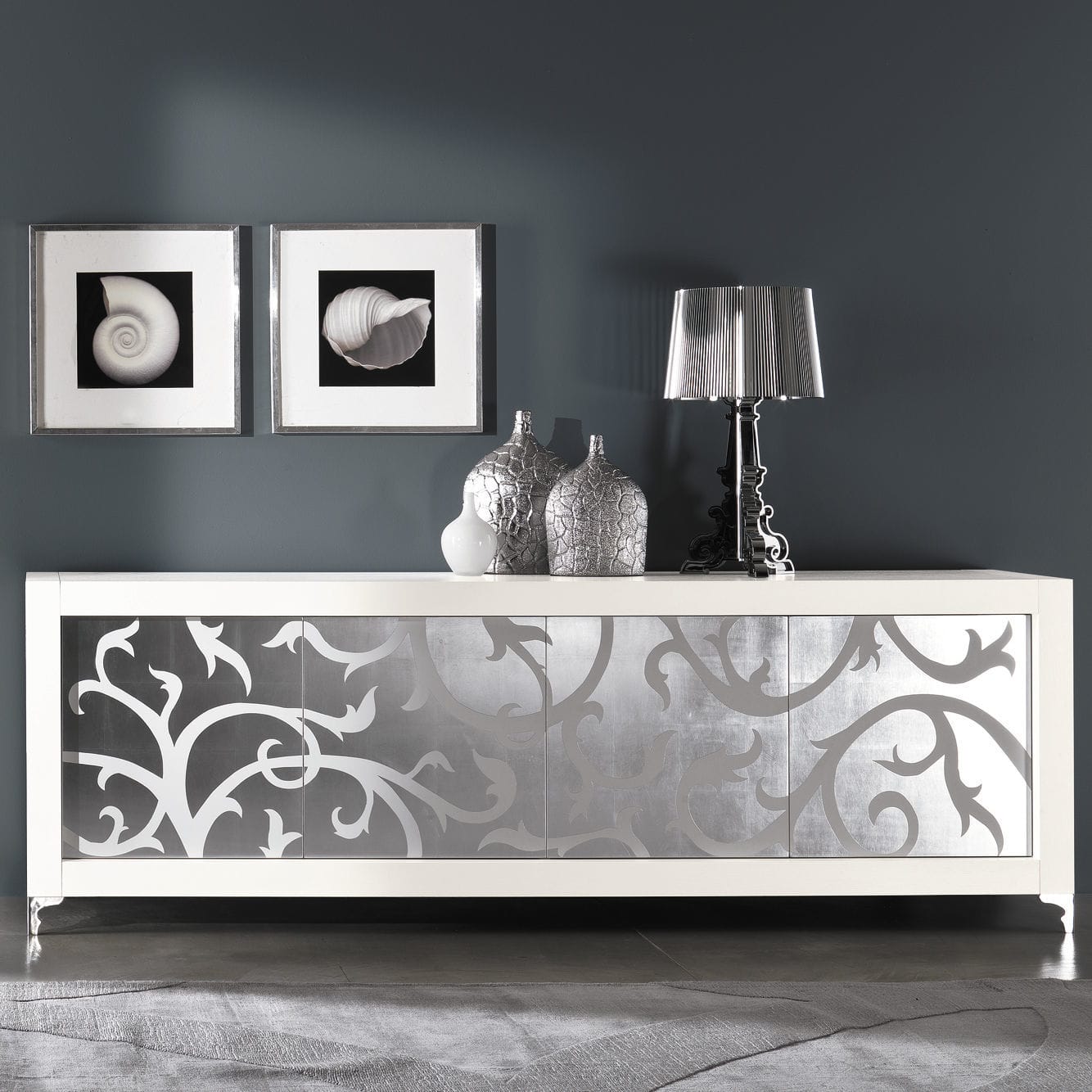 Credenza Moderna Walker Edison Con Ante Scanalate - Legno Rovere Costiero E Nero, 169 Cm