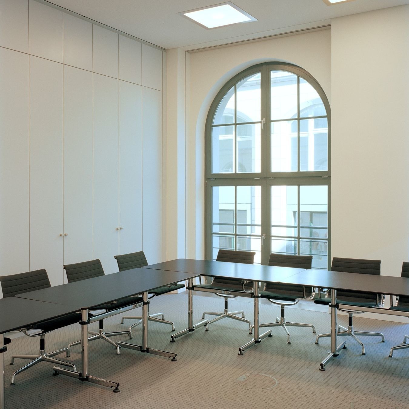 Scrivania Conferenza Braila Bianca 80x120cm - Tavolo Ufficio Moderno In MDF - Foto 6