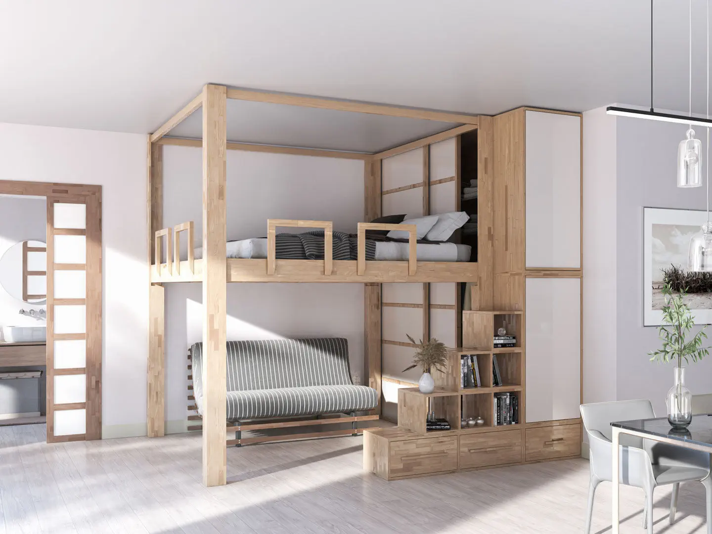 Letto a soppalco RISING Cinius matrimoniale contemporaneo