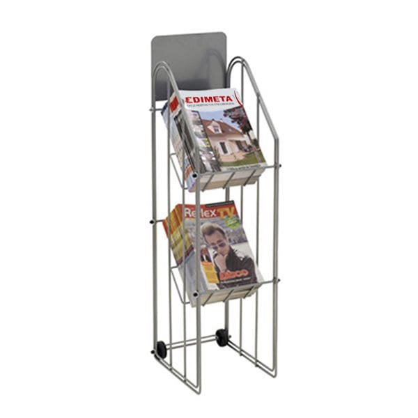 Portariviste A 4 Livelli Con Ruote Tongmo | Espositore Per Brochure In Metallo | Nero, Formato A4 - 2