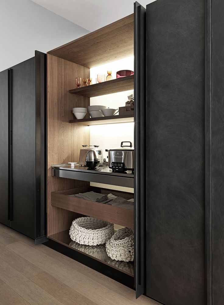 Mobile alto per cucina moderno VALCUCINE legno vetro