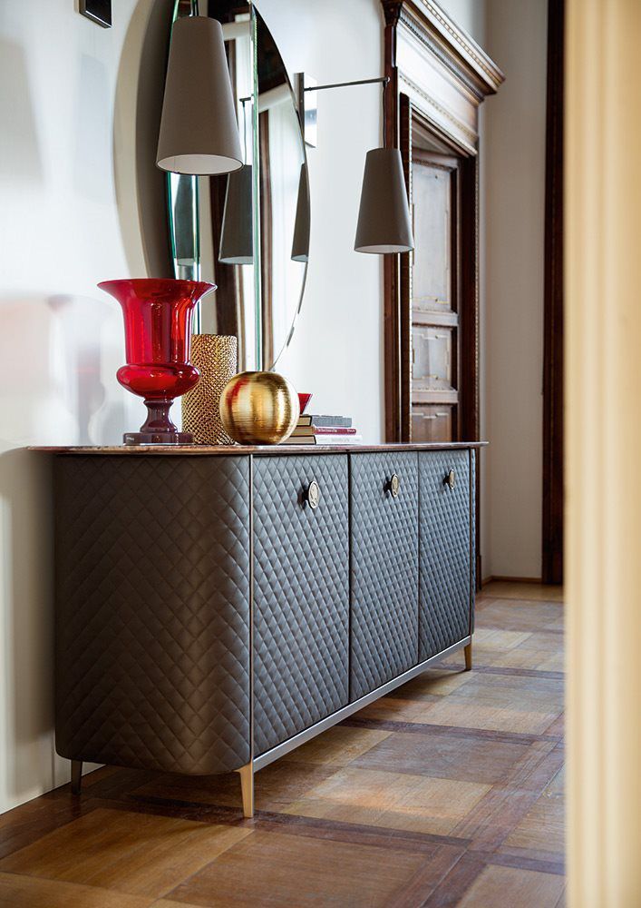 Credenza moderna PENELOPE Alberta in metallo / in pelle / in marmo