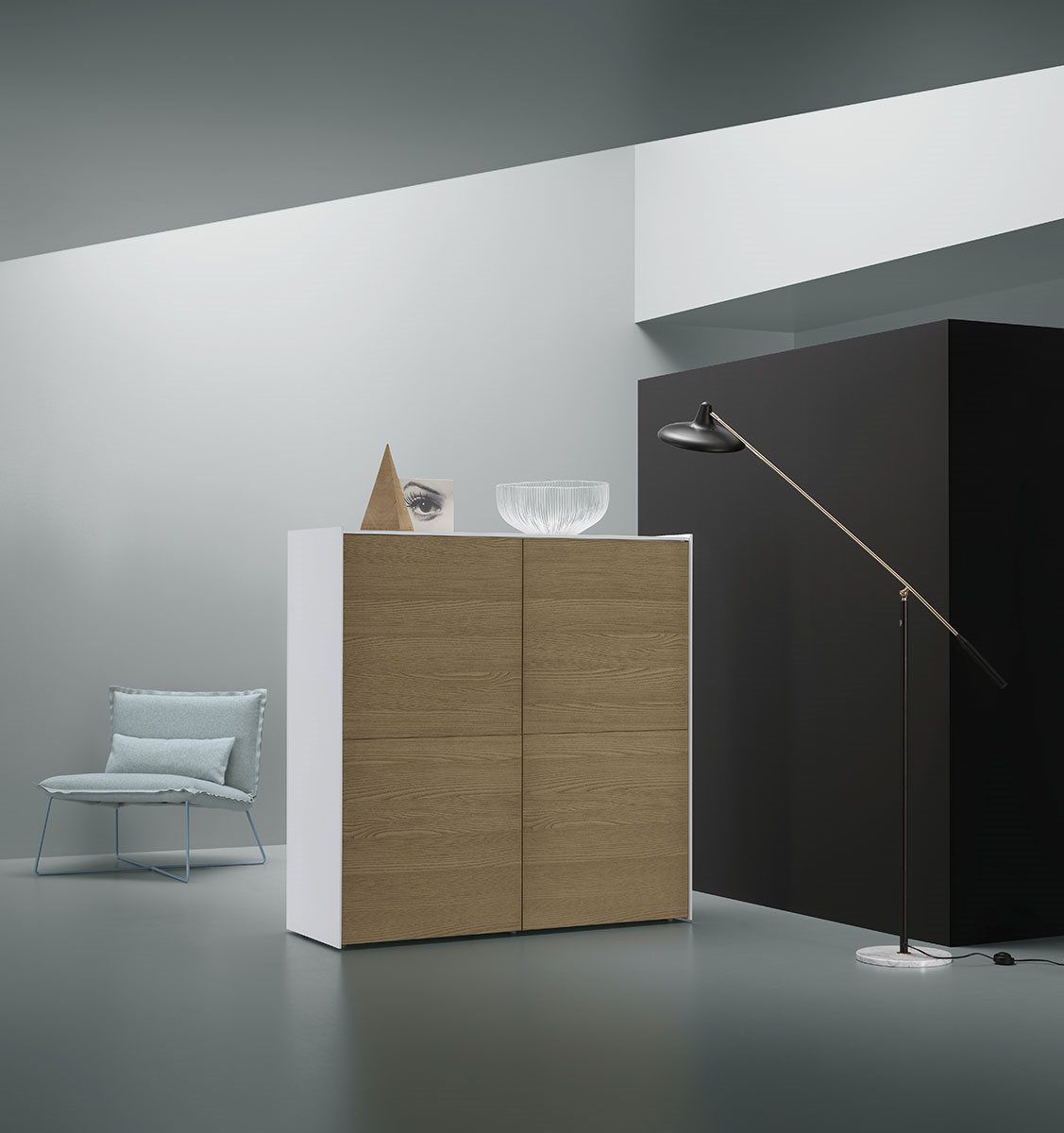 Credenza alta DAM md house moderna / in legno / bianca