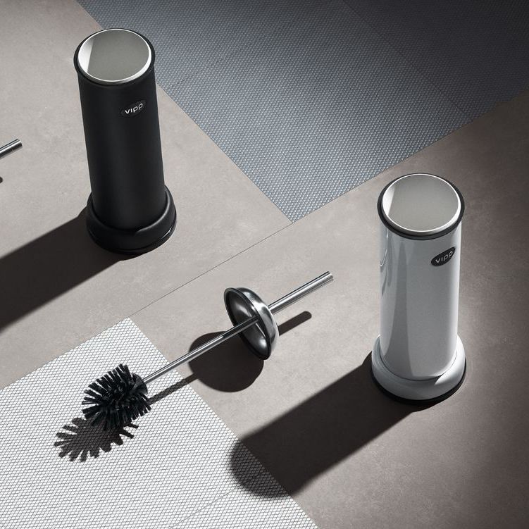 AMARE Scopino WC Cilindrico In Acciaio Inox: Set Con Vaso Rimovibile E Spazzola Di Ricambio