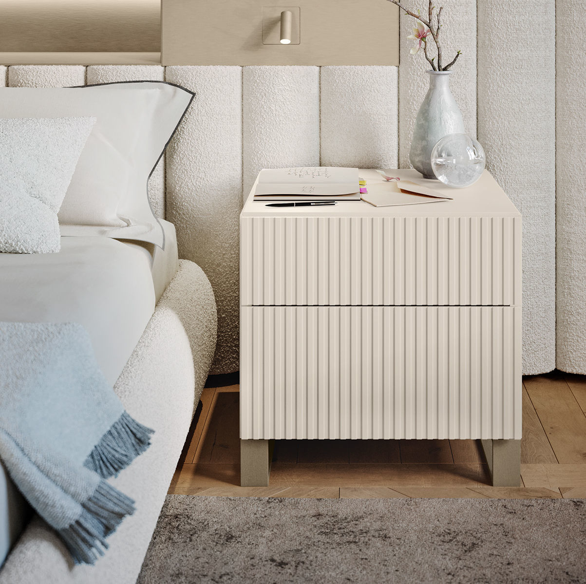 Comodino contemporaneo - AQUA - Olivieri - in legno / con supporto in